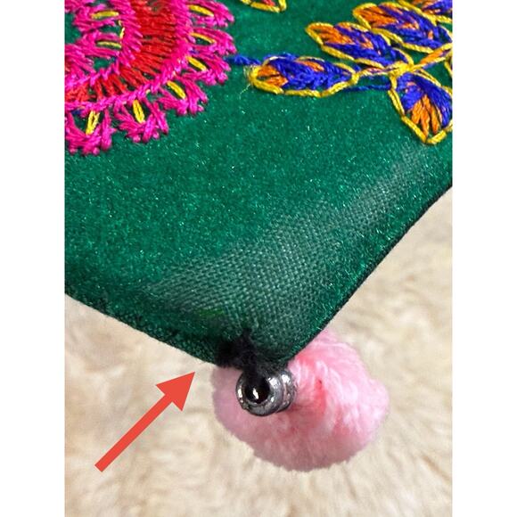 Artisan Boho Colorful Embroidered Silk Felted Floral Paisley Tote Shopping Bag - Picture 3 of 12